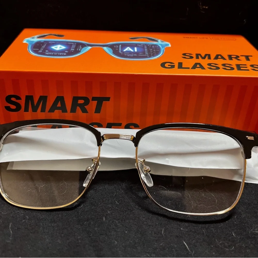 Smart Glasses with Black and Gold Frame